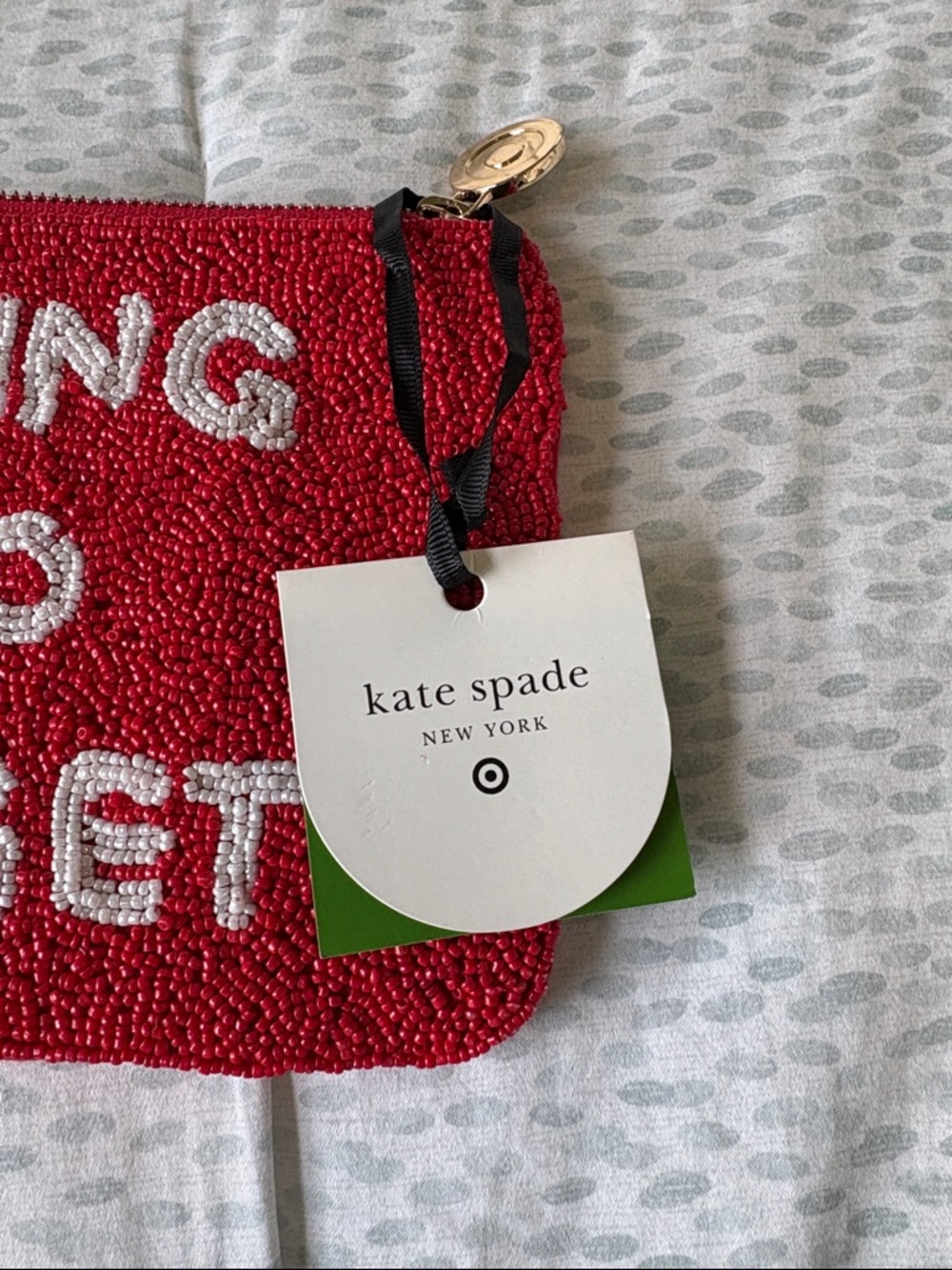 Going to Target Red Beaded Wristlet Pouch Kate Spade x Target NWT - Picture 3 of 6